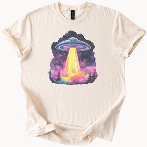 Alien Abduction Tee UFO Graphic TShirt Spaceship Top